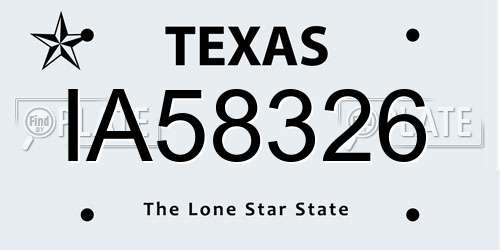 IA58326 Texas License Plate