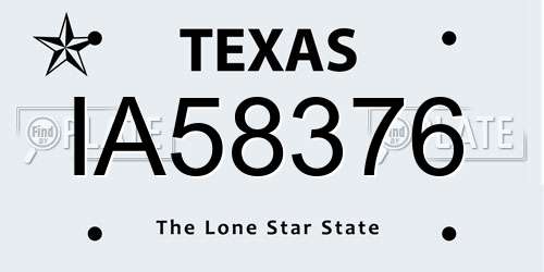 IA58376 Texas License Plate