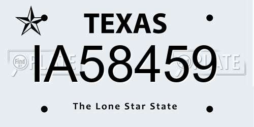 IA58459 Texas License Plate