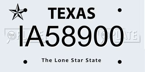 IA58900 Texas License Plate