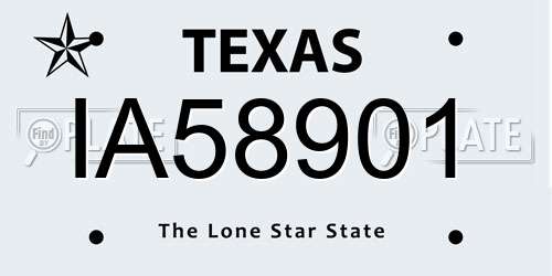 IA58901 Texas License Plate