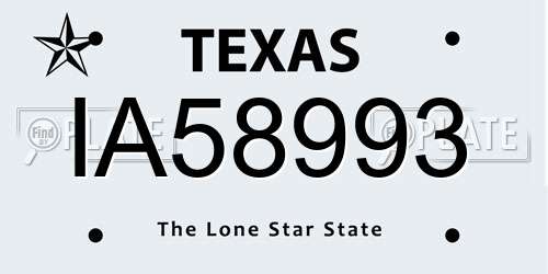 IA58993 Texas License Plate