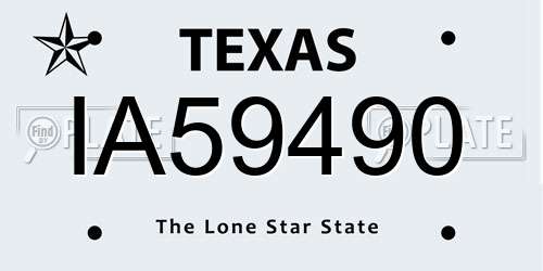 IA59490 Texas License Plate
