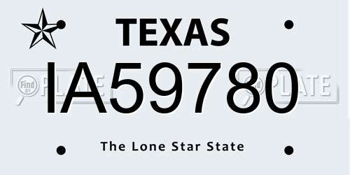 IA59780 Texas License Plate