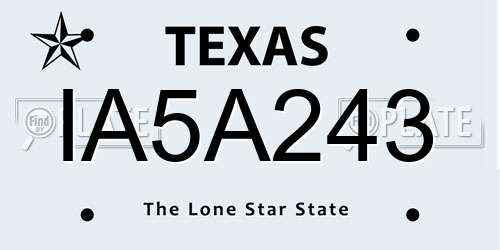IA5A243 Texas License Plate