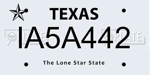 IA5A442 Texas License Plate