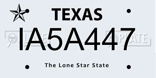 IA5A447 Texas License Plate