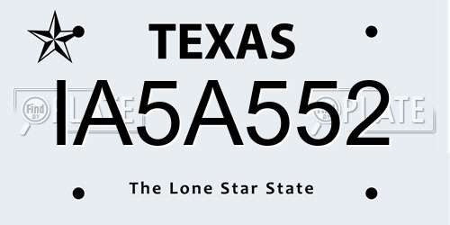 IA5A552 Texas License Plate