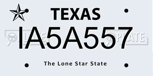 IA5A557 Texas License Plate