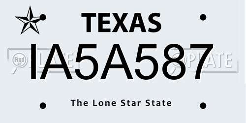 IA5A587 Texas License Plate