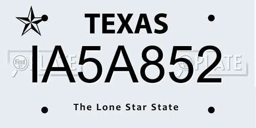 IA5A852 Texas License Plate