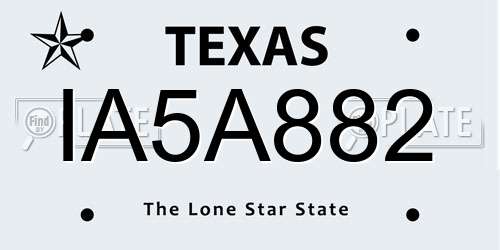 IA5A882 Texas License Plate