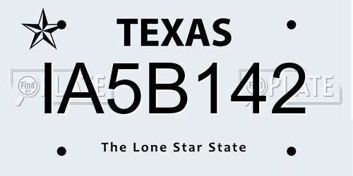 IA5B142 Texas License Plate