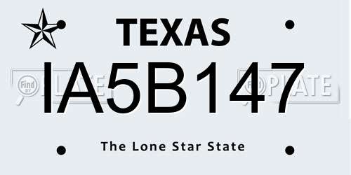 IA5B147 Texas License Plate