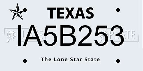 IA5B253 Texas License Plate
