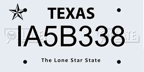IA5B338 Texas License Plate