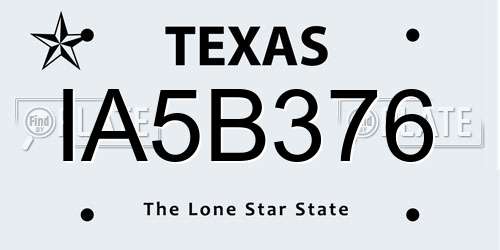 IA5B376 Texas License Plate