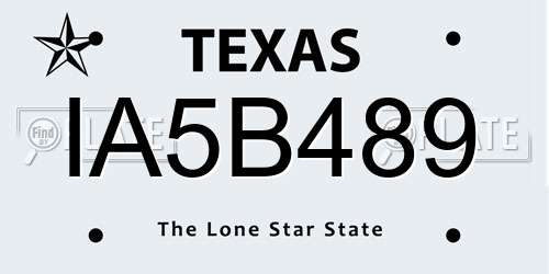 IA5B489 Texas License Plate