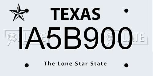 IA5B900 Texas License Plate