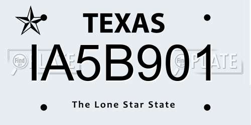 IA5B901 Texas License Plate