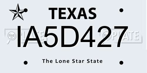 IA5D427 Texas License Plate