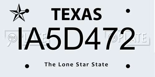 IA5D472 Texas License Plate