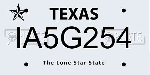 IA5G254 Texas License Plate