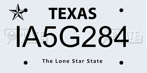 IA5G284 Texas License Plate
