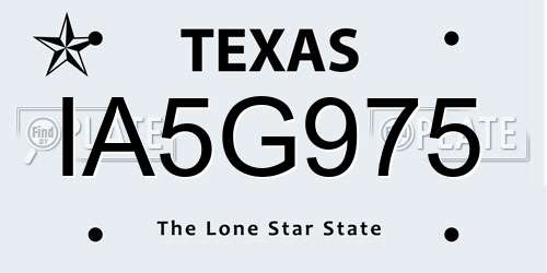 IA5G975 Texas License Plate