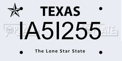 IA5I255 Texas License Plate