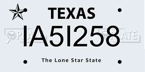 IA5I258 Texas License Plate