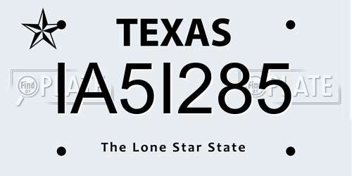 IA5I285 Texas License Plate