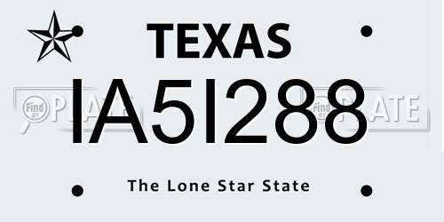 IA5I288 Texas License Plate