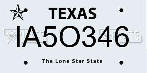 IA5O346 Texas License Plate
