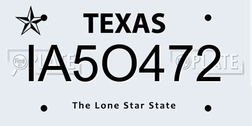 IA5O472 Texas License Plate