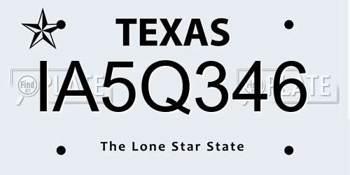 IA5Q346 Texas License Plate
