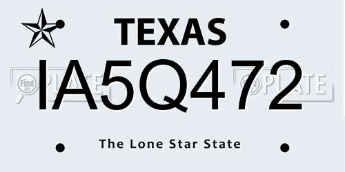 IA5Q472 Texas License Plate