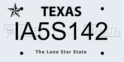 IA5S142 Texas License Plate