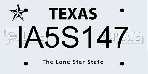IA5S147 Texas License Plate