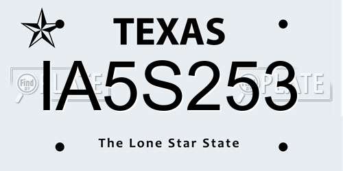 IA5S253 Texas License Plate