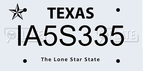 IA5S335 Texas License Plate
