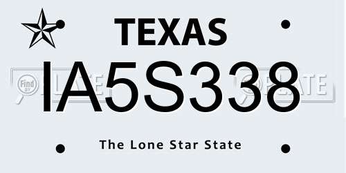 IA5S338 Texas License Plate