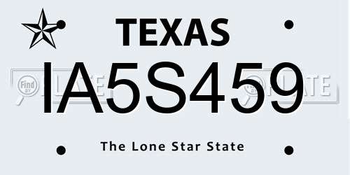 IA5S459 Texas License Plate