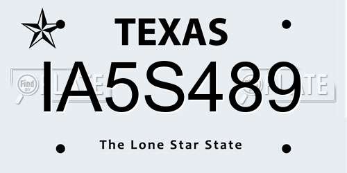 IA5S489 Texas License Plate