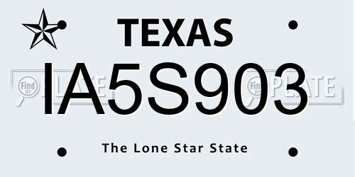 IA5S903 Texas License Plate