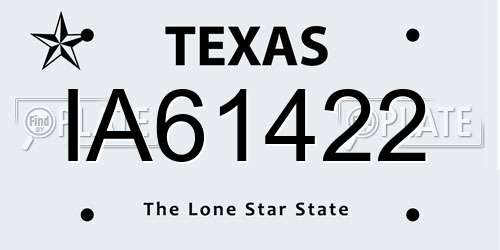 IA61422 Texas License Plate