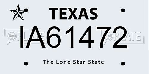 IA61472 Texas License Plate