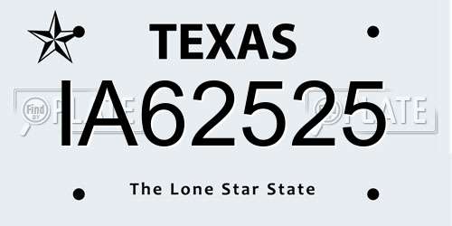 IA62525 Texas License Plate