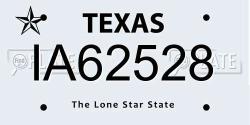 IA62528 Texas License Plate