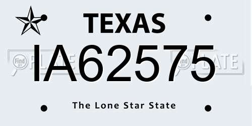 IA62575 Texas License Plate